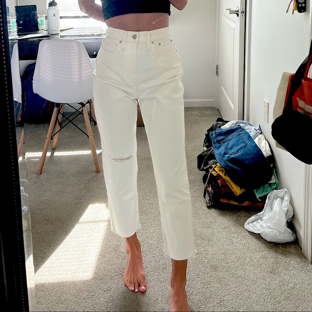 Madewell The Momjean in White - Size 25P